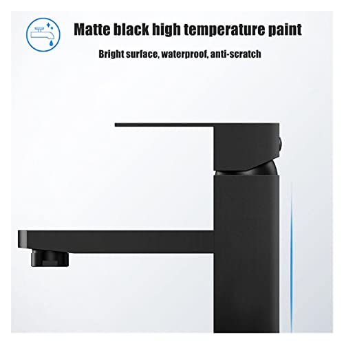 Robinet de lavabo noir mat au design carré épuré pour vasque moderne - 5