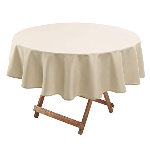 Hiasan Round Tablecloth 60 Inch - Waterproof Stain Resistant Spillproof Polyester Fabric Table