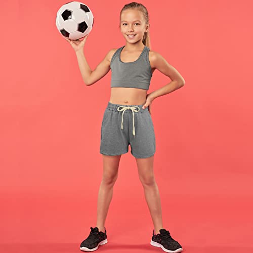 Poroka 6 Pack Girls Dry-Fit Running Shorts Active Performance Short Summer Sports Shorts With Drawstring Pocket For Kids #TOP4