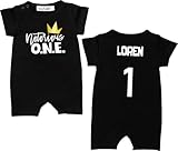 Notorious ONE Personalized First Birthday Slim Fit Romper for Baby with Hip Hop Theme (12 month, Black)