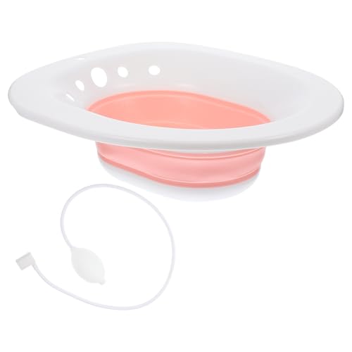 Bain de siège pliable réutilisable lavable avec kit de rinçage intime rose - 2