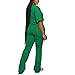 PINSV Womens Sets 2 Piece Outfits Casual Short Sleeve Top and Flare Pants Lounge Sets Tracksuit Green XXL