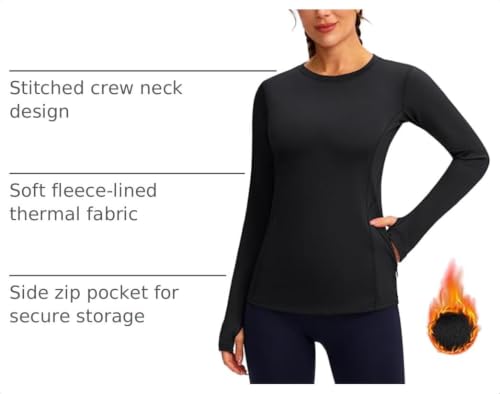 Image of G Gradual Women's Thermal Tops Long Sleeve Workout Fleece Lined Shirts
