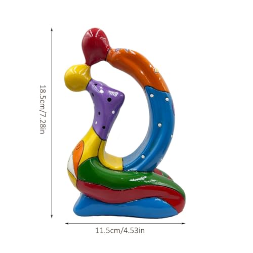 Sculpture de couple idée cadeau romantique | Statuette baiser coloré art moderne abstrait - 5