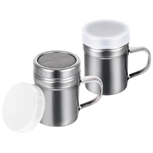 2 Stück Edelstahl Puderzuckerstreuer Silber, Puderzuckerstreuer, Puderzuckermühle, Mehlstreuer,...