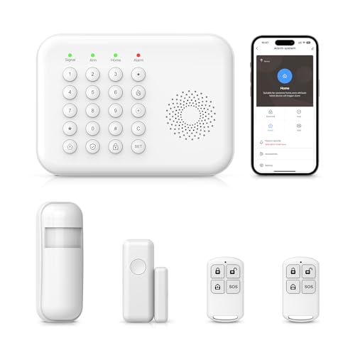 XNH 4G + WiFi Alarmanlage Haus, 5-teiliges, Einbrecher System kabellos, Sicherheitssets für zu Hause mit Tür- und Fenstersensoren, Bewegungsmeldern, Erweiterbar - kompatibel mit Alexa,Google Assistant