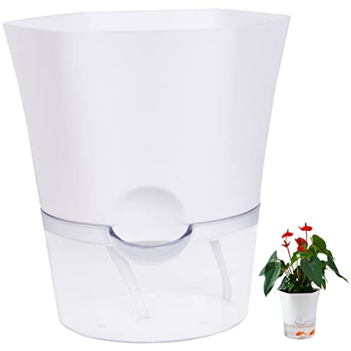 Hemobllo Pots de Fleurs à Arrosage Automatique Transparent Pot en Plastique pour Plantes d'Intérieur Autonome Utilisation Intérieure Solide Hydroponique