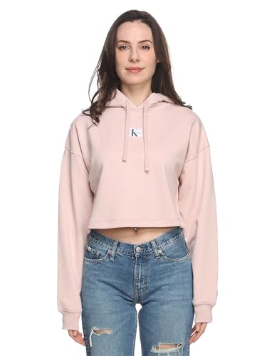 (カルバンクライン) Calvin Klein 裏毛 ロゴ ショート丈 プルオーバー パーカー ［CKLJ20J223354］ピンク/L