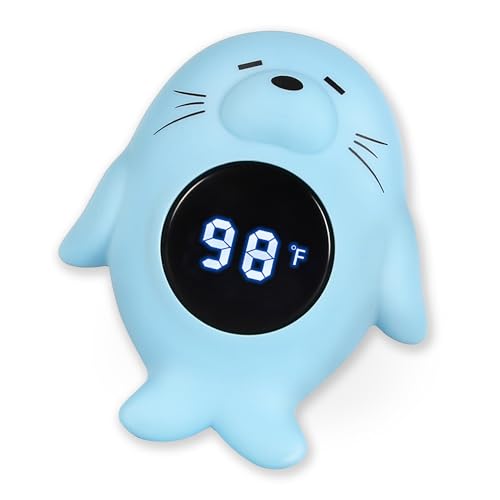 Image of Baby Bath Thermometer & Room Thermometer for Infants - Bath Tub Water Temperature Thermometer with Safety Temp Warning - Otter Floating Bath Toy for Girls Boys Newborn Kids