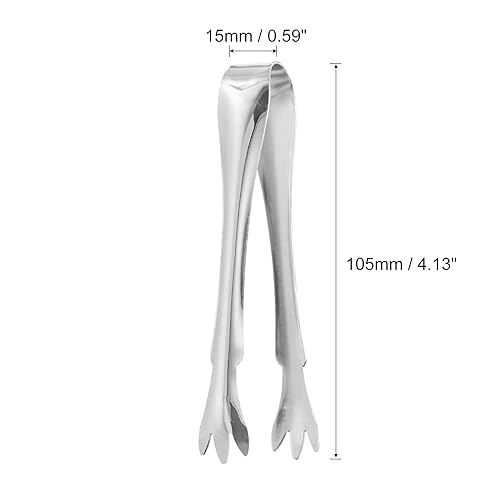 uxcell Serving Tongs, 2pcs 4 Inch, Stainless Steel Ice Tongs, Mini Sugar Tongs for Appetizers Charcuterie, Dessert, Tea Party - Image 2