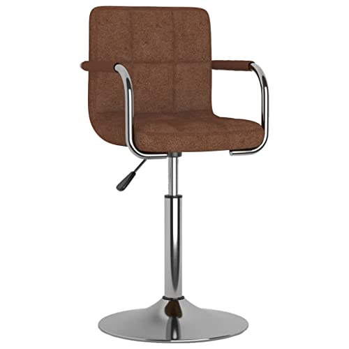 hliofuir Chaise de salle à manger - En tissu marron - Réglable en hauteur - Avec accoudoirs - Structure en acier chromé - 48 x 47 x 71-85,5 cm - Design...