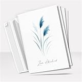 Trauerkarte Beileid mit Umschlag – Beileidskarte Kondolenzkarte – Hochwertige Klappkarte für persönliche Anteilnahme Zum Abschied Gräser blau