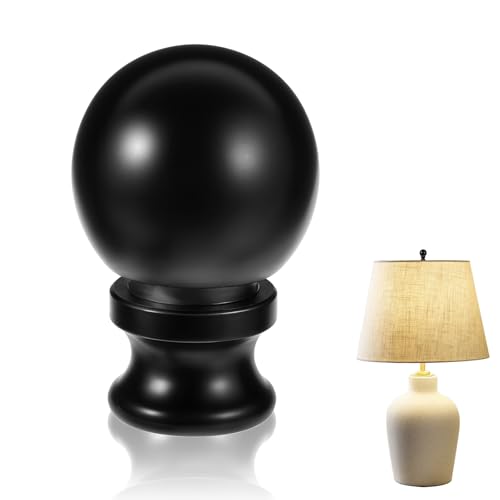 Image of Black Lamp Finials 1-1 /2 Inch Oil Rubbed Black Ball Knob Lamp Shade Lighting Lamps Finials Decorative Knob Topper Decoration for Harp Holder Table Lamps