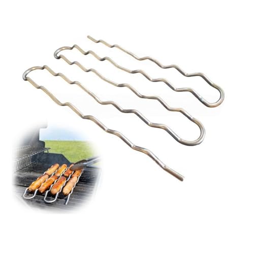 ANIS・KEBBR Stainless Steel 360° Rotating Sausage Grill Rack Outdoor BBQ Tool for Camping Cookouts