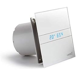 Ventilador Cata Cata 900200 E-100 GTH Extractor de Aire para Baño Silencioso Serie E, 8 W, Cristal Blanco