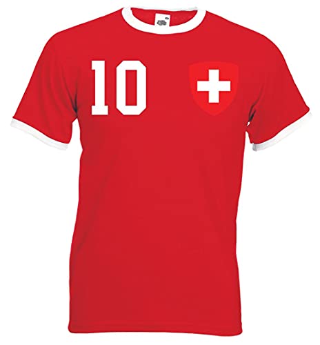 Youth Designz Herren T-Shirt Trikot Schweiz mit Wunschname + Nummer - Rot L Youth Designz Herren T-Shirt Trikot Schweiz mit Wunschname + Nummer - Rot L