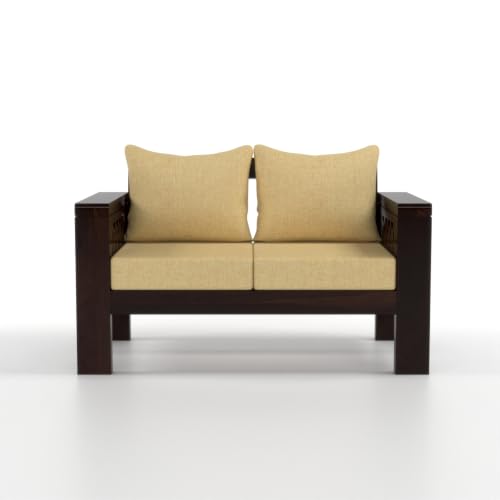 Image of NATRAJ ART & CRAFT Sheesham Wood 6 Seater Sofa Set for Living Room | Wooden Sofa Set for Living Room Furniture (3+2+1 Seater, Walnut Finish)