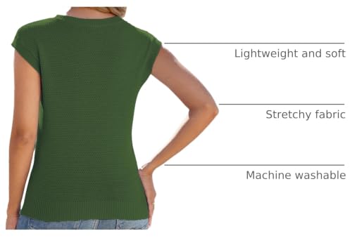 Image of CiCiBird Women Summer Cap Sleeve Sweaters Knit Crew Neck Pullover Tank Tops 2025 Casual Trendy Shirt