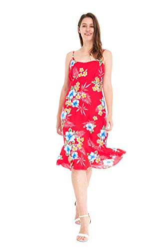 Image of Matchable Family Hawaiian Luau Men Women Girl Boy Clothes in Hibiscus Red