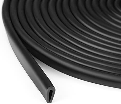 Rubber U Channel Edge Trim, Door Edge Seal Strip, Rubber Edge Trim, Fits Edge up to 0.08 Inch (2mm) U Shape Weather Stripping (Black, 20 Feet)