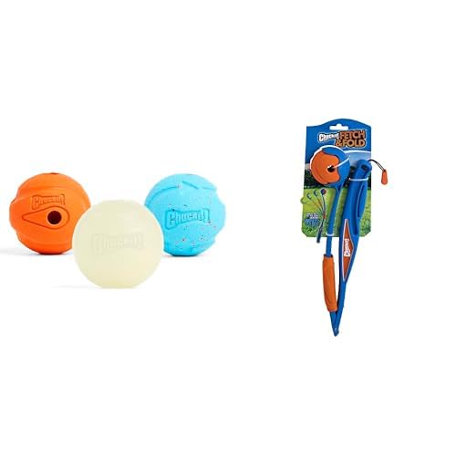 Chuckit Gen 1 Fetch Pack 2 5-inch Dog Balls Set of 3 Fetch Fold Mini 18M Ball Launcher