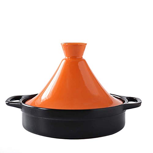 Moroccan Tajine Pot with Lid Ceramic Oven Steamer Stewing Pan Healthy Pots Earthen Pot for Braising Slow Cooking Orange 13Quart