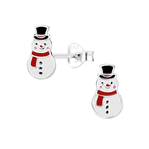 925 Sterling Silver christmas Snowman Tiny Mini Stud Earrings (Nickel Free/Hypoallergenic) 10595