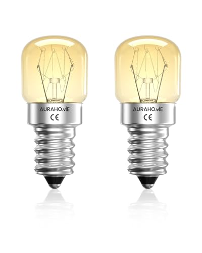 Aurahome ampoule de sel E14, ampoules de four 25 W, résistant à 300 degrés, 150 lm 2400 K E14 pour réfrigérateur blanc chaud, AC220-240 V [Classe...