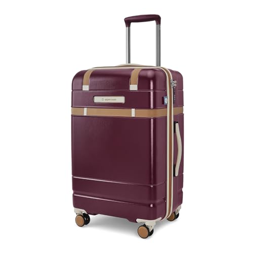 Image of uppercase Chester Medium Size Trolley Bag for Travel | 360 8 Wheels Hard Luggage with TSA Lock, Anti-Theft Zippers | Hard Sided Polycarbonate Suitcase for Both Men & Women (Maroon)