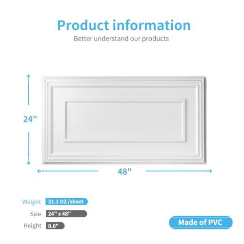 Image of Art3d Drop Ceiling Tiles, 24x48in. White (24-Pack)