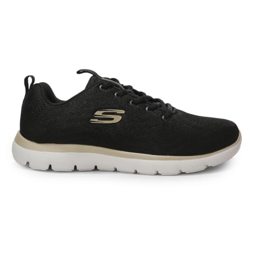 Image of Skechers Womens Summits Black Gold Casual Slip On Shoe