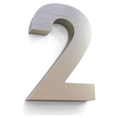 House numbers for outside - 3D 7inch House Number - Brushed Aluminium - Numeros Residenciales (Number 2) Cover