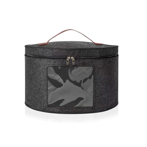 YZROHYI Caja Sombreros Redonda 43x22.5 CM,Cajas para Sombreros de Fieltro,Organizador de Sombreros Redondo Antipolvo con Tapa,Hat Box Travel,Almacenamiento Sombrero Plegable con Ventana Transparente