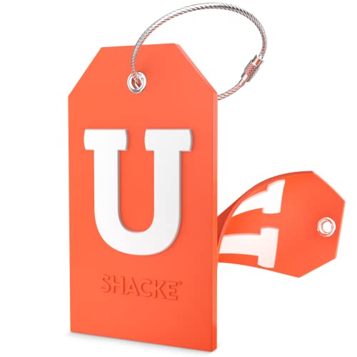 Image of Initial Luggage Tag with Full Privacy Cover and Stainless Steel Loop - (Letter U)