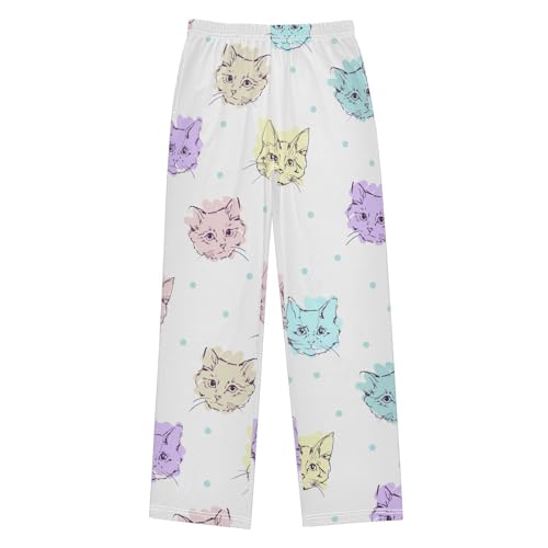 Boys' Pants Cats Kittens Colorful Dots Long Bottoms Jogger Pants Elastic Waist Trousers with Pockets S-XL