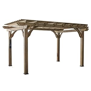 Backyard discovery somerville 14 x 10 cedar wood pergola kit with trellis roof all season durability high wind rating powerport shade for outdoor patio deck garden and entertaining  urban country home decor