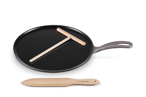 Le Creuset Poêle à crêpes ronde traditionnelle en fonte émaillée, 26 cm, huître