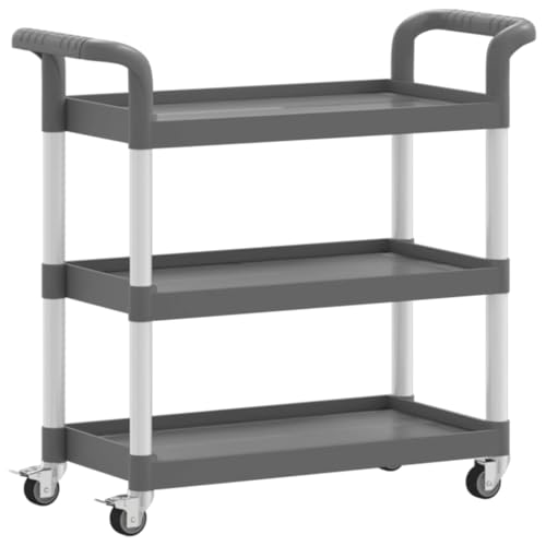 Kangmusi 30323 - Carrito con ruedas (3 niveles, aluminio, 77 x 34 x 72 cm), color gris