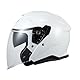 MY Jethelm Rollerhelm mit Sonnenblende,ECE22.06 Zertifizierter,Komfort-Innenfutter Komplett Herausnehmbar,Motorradhelm Mofa Vespa Helm für Herren und Damen,Modell MY-835 (Weiß, S)