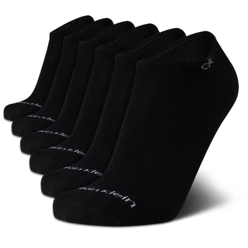 Image of Calvin Klein Mens No Show Socks - 6 Pack Soft Cotton Blend Cushioned Athletic Low Cut Socks for Men for Sports and Running