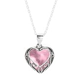 Bottled Up Designs Handmade, Homespun Hearts Necklace, Recycled Vintage Bottles, Sterling Silver, Made in USA, Birthday Gifts, Mothers Day, Women, Anniversary (Pink Depression Glass)