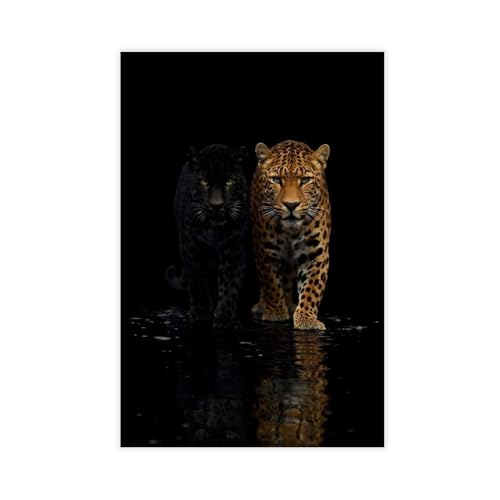 Poster léopard noir Midnight Mood 50x75 cm toile murale salon