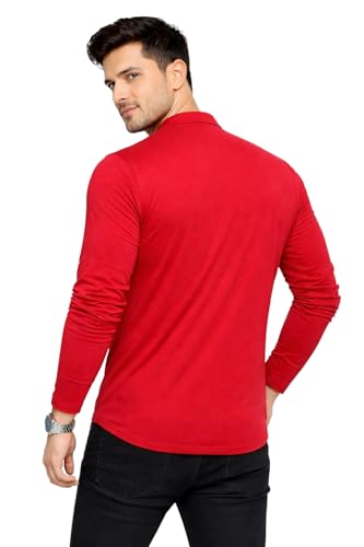 Image of Blisstone Men's Band Collar Shirt - Full Sleeve Slim Fit Casual Cotton Blend Mandarin Collar Button Down Shirt