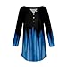 3/4 Length Sleeve Womens Tops Printed Curved Hem T Shirt Button Down Tops Comfy Blouses Dressy Plus Size Tunics