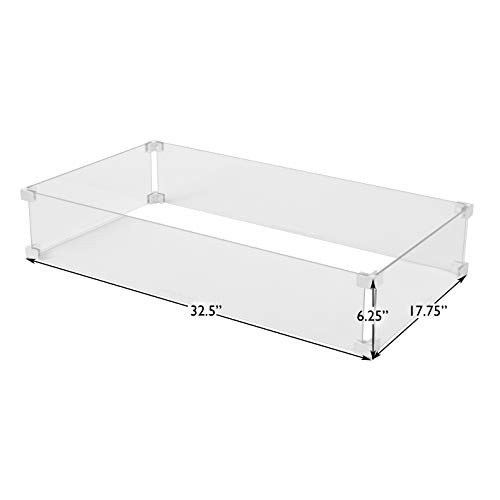 Fire Sense 63248 Fire Pit Wind Guard Clear Tempered Glass Best Flame Viewing Experience For Propane Gas Fire Pits & Patio Heaters - Rectangular Wind Guard #TOP7