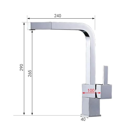 Robinet de cuisine mitigeur d'évier chromé carré et pivotant - 5