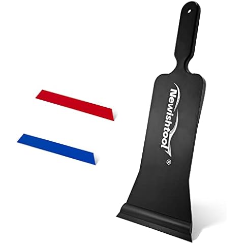 NEWISHTOOL Window Tint Tools Bulldozer Squeegee for Front/Back Rear Window Film Application, 1 Pc Long Handle Squeegee with Replaceable Blade and 2 PC Refills Rubber, Auto Flat Glass Tint Squeegee Cover
