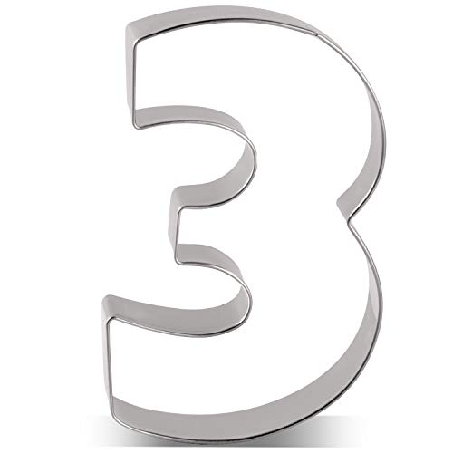 Liliao Number 3 Cookie Fondant Biscuit Cutter For Birthday/Anniversary/Special Day - 2.4 X 3.6 Inches - Stainless Steel #TOP4