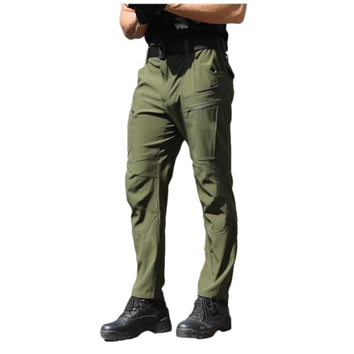 Men's Cargo Pants Casual Solid Color Button Down Fleece Trousers Stretch Fashion Waterproof Quick Dry Hiking Outfits