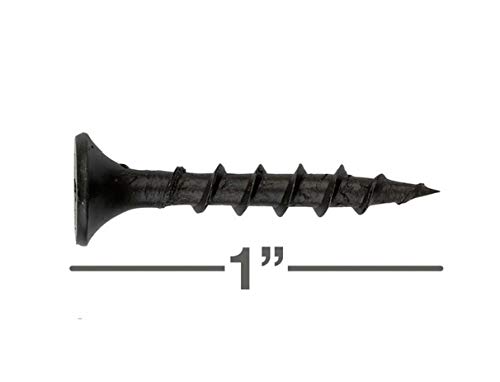 Qualihome #6 Coarse Thread Sharp Point Drywall Screw With Phillips Drive #2 Bugle Head, 1 Lb/Pound, Black, Ideal Screw For Drywall Sheetrock, Wood And More, 1 Inch, 325 Pack #TOP2